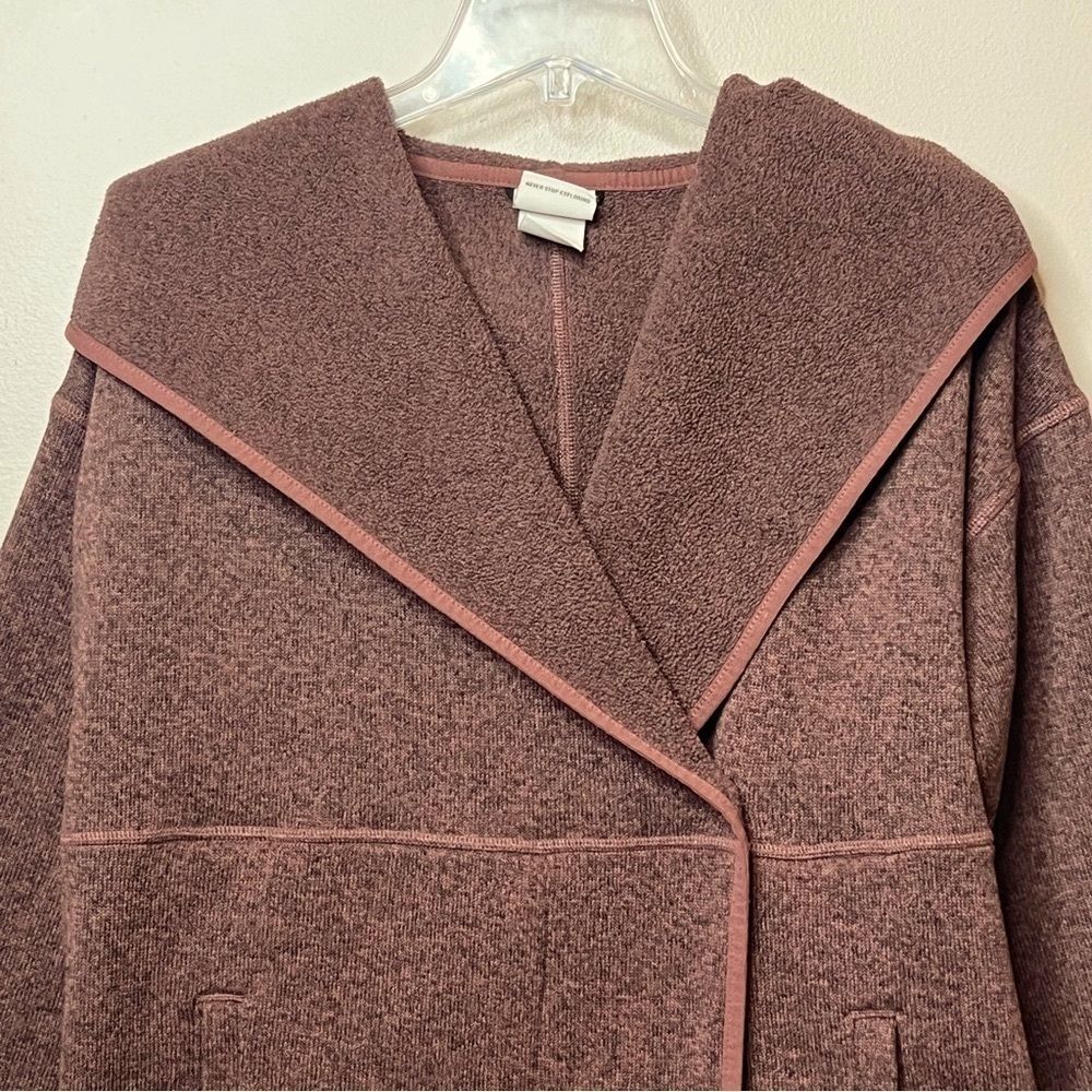 The North Face Crescent Oversized Wrap Hoodie Brown Heather Jacket Sweater SZ L - Picture 3 of 15